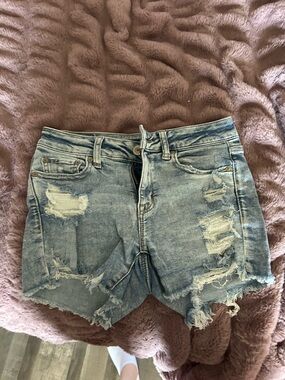 American Eagle Outfitters Light Blue Ripped Denim Shorts
